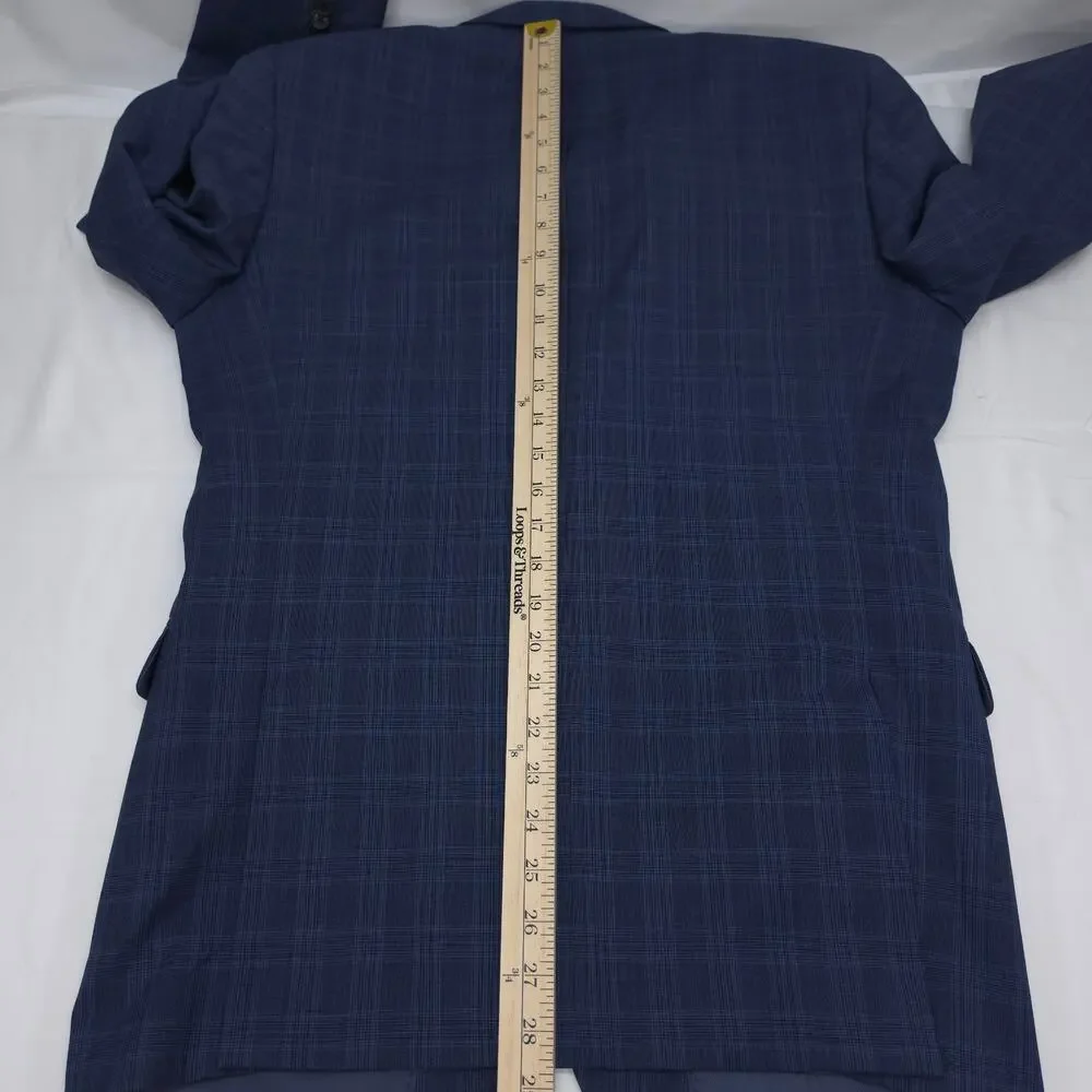 Banana Republic Marzotto Slim Fit Sport Coat Blazer 40R Blue Plaid Wool